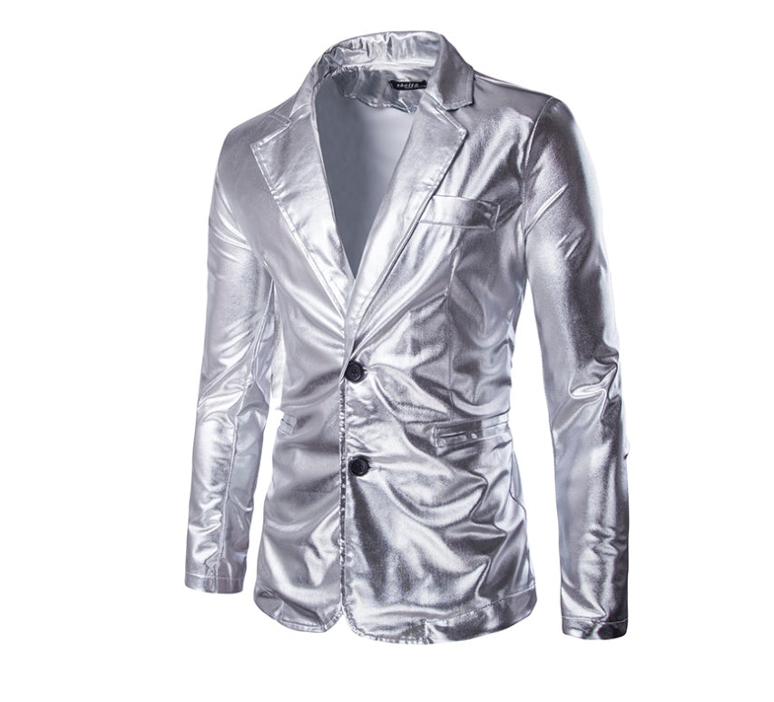 New hot stamping face casual suit suit European and American style slim men's suit