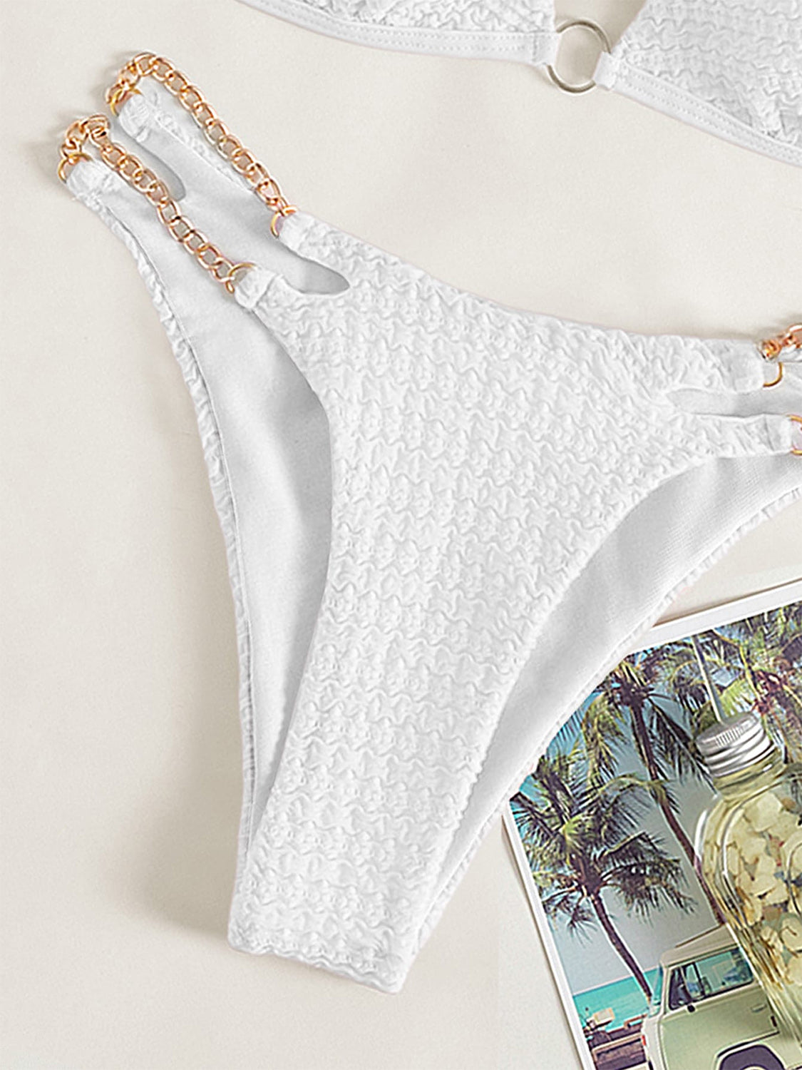 Ketting Detail Halter Nek Bikini Stel