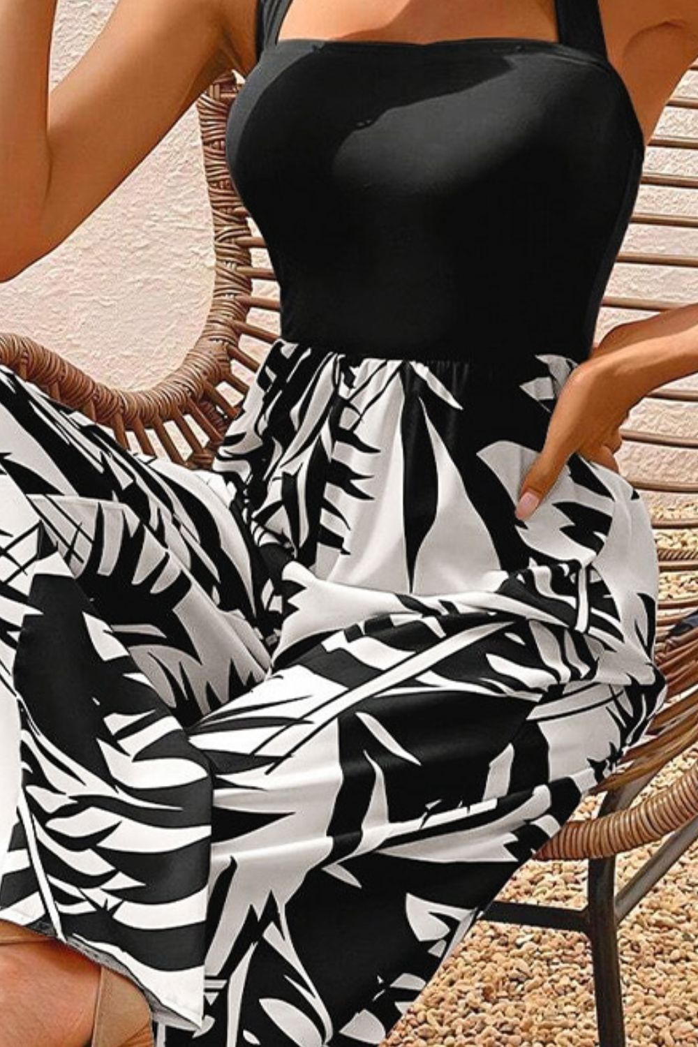 Gedrukte Halter Wide Leg Jumpsuit