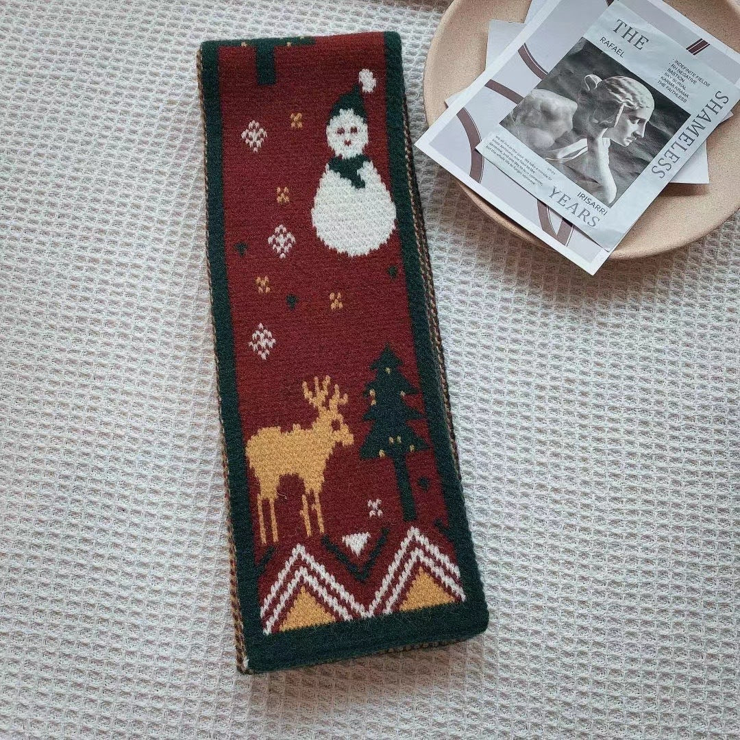 Winter warm nek serp vir vroue Cartoon gedrukte doek gebreide serpe