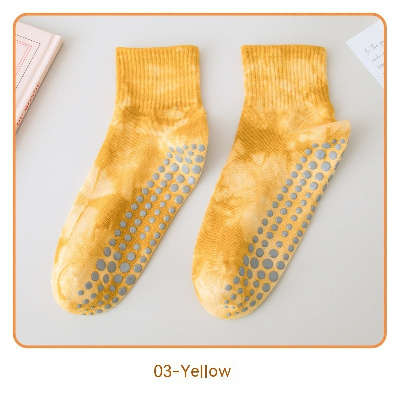 جوارب يوغا نسائية قصيرة من القطن غير قابلة للانزلاق ومُصممة بصبغة التعادل