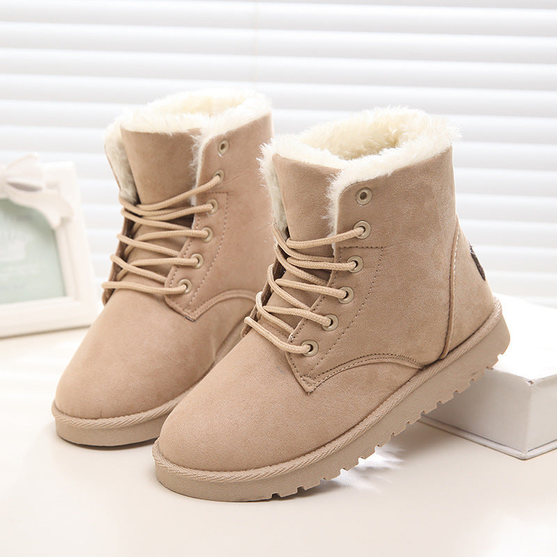 Winter Snow Boots Veter Platform Skoene Vroue Plush Suede Enkelstewels