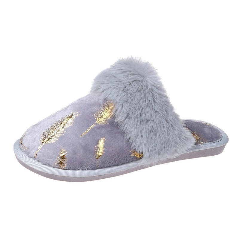 New European and American Home Furnishing Plus Velvet Plus Size Plush Cotton Slippers Women