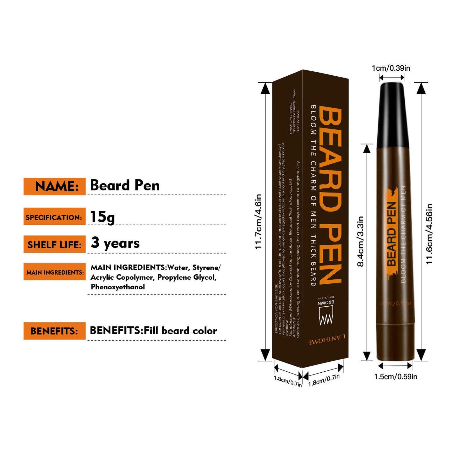 Men's Universal Filling Color Beard Pen