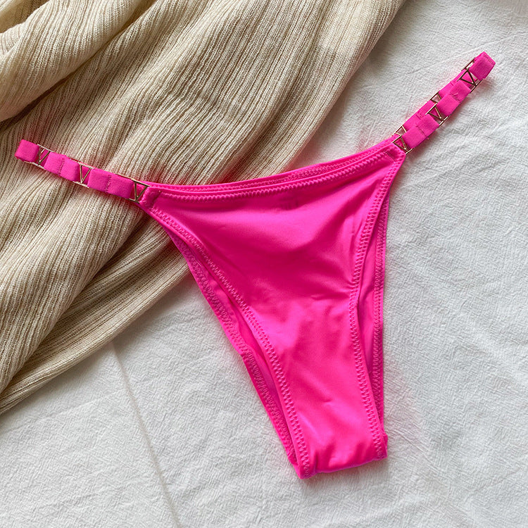 Sexy Metaal Ys Sy Onderklere Fiksheidsoefening Heup Opheffing Lae middellyf Hoë Vurk T-rug Halfskede