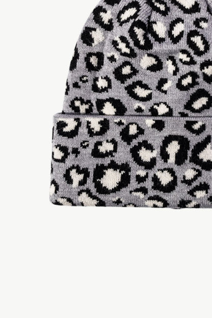 Leopard Pattern Cuffed Beanie