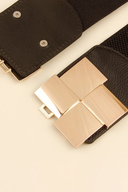 Geometric Buckle Elastic Wide Belt