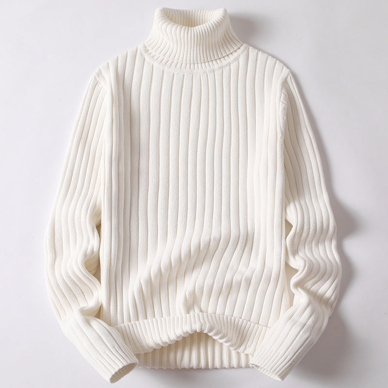 Turtleneck Sweater Men Women Ins Fashion Solid Striped Bottoming Sweater Autumn And Winter Tops Clothing