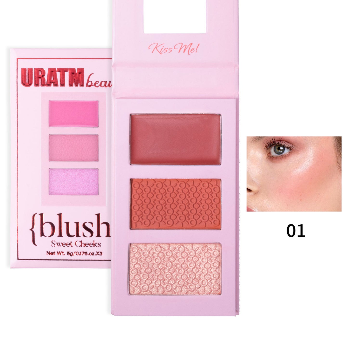 Three-color Highlight Blusher Plate Matte Shimmer Three-dimensional Repair