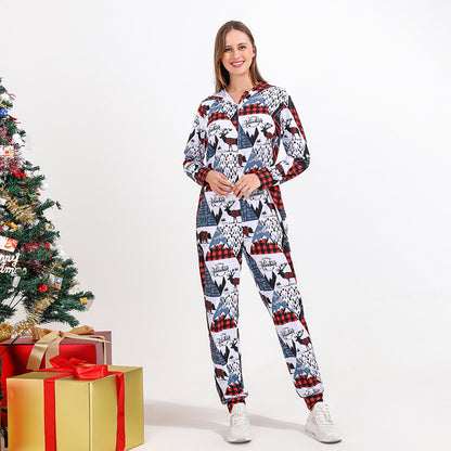 Women Printed Hooded Jumpsuit