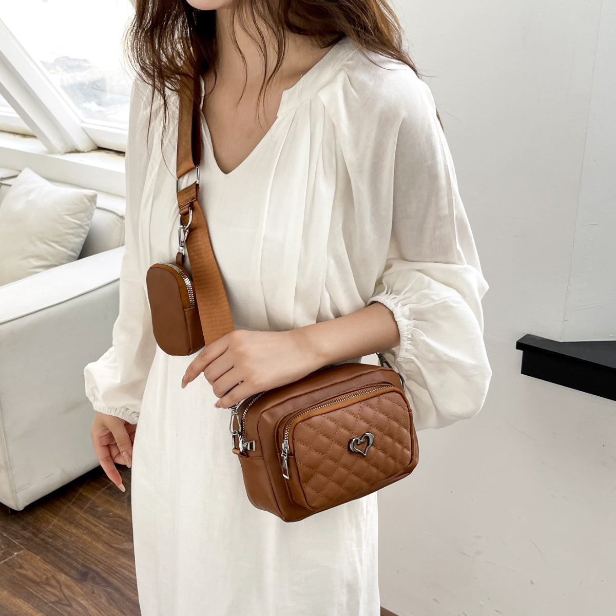 PU Leather Adjustable Strap Crossbody Bag