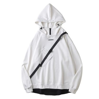 Techwear Harajuku Hoodies Men Ribbon Design Pullover