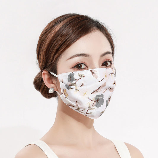 Cool Ladies Ice Silk Print Breathable Sunshade Mask