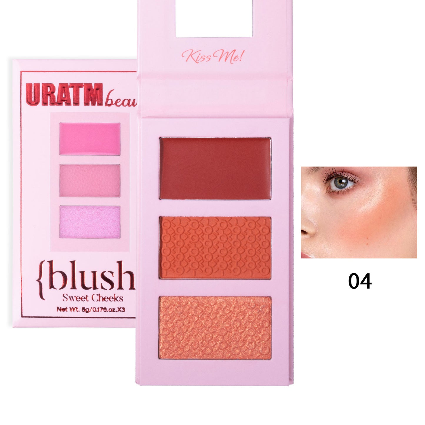 Three-color Highlight Blusher Plate Matte Shimmer Three-dimensional Repair