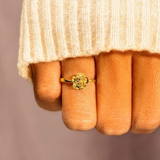 Rose Shape 18K Gold-Plated Ring