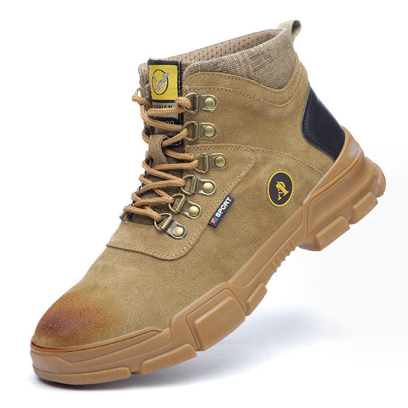 Puncture-resistant Suede Leather Steel Toe Cap Protective Work Shoes