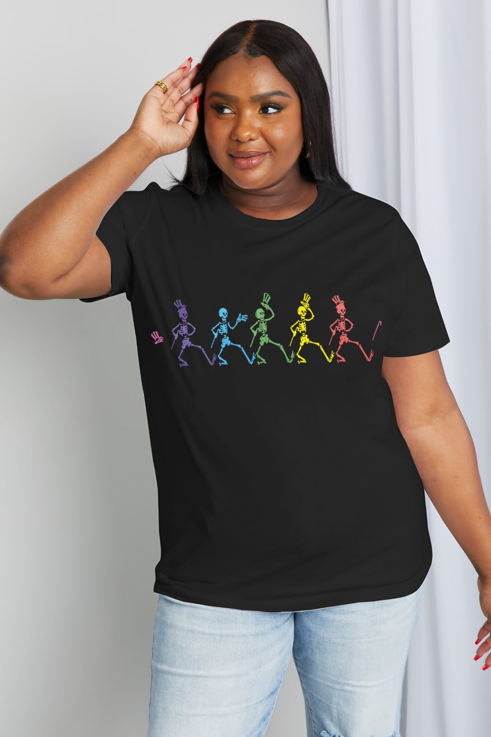 Simply Love Full Size Dancing Skeleton Graphic Cotton Tee