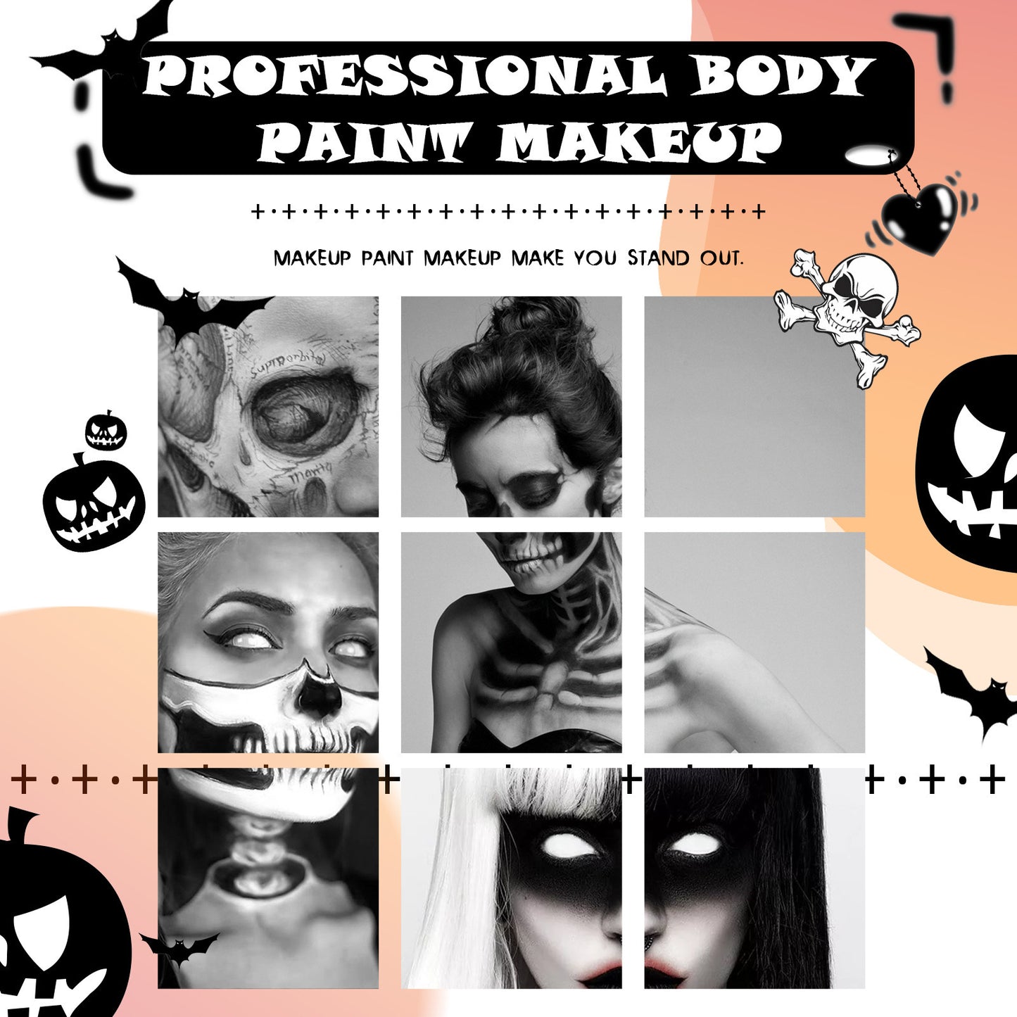 Halloween Black And White Body Painting Makeup Pigment