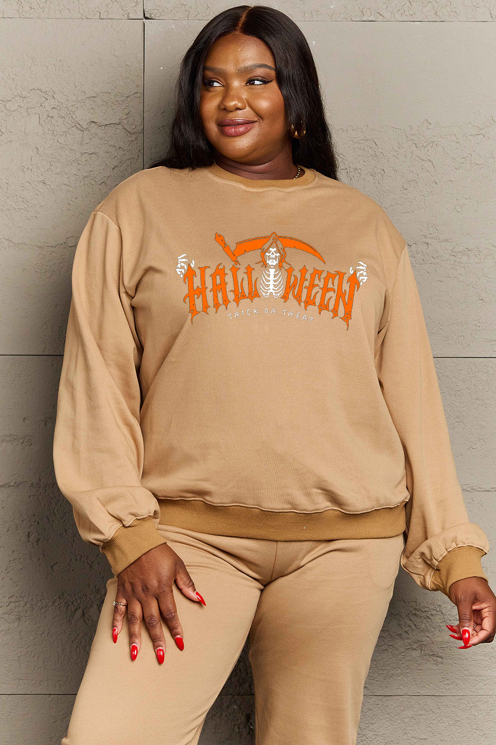 Simply Love Full Size HALLOWEEN TRICK OR TREAT Graphic Sweatshirt