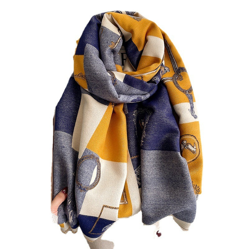 New Cashmere Mid-length Print Women Sweet Tassel Shawl Scarf