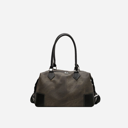 Contrast PU Leather Shoulder Bag