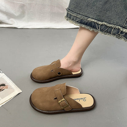 Suede Ronde Toe Slip-Ons