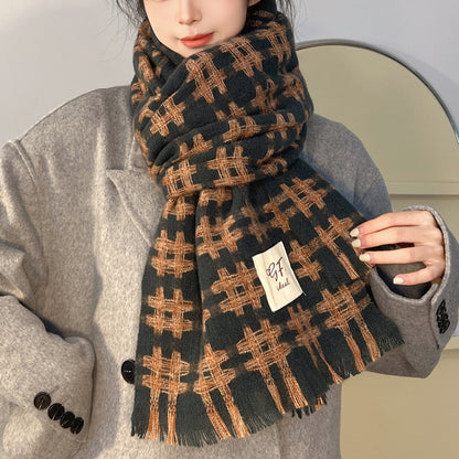 Korean Style Plaid Scarf Winter Women