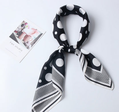 Women silk scarf square shawl hair neck dot print scarves