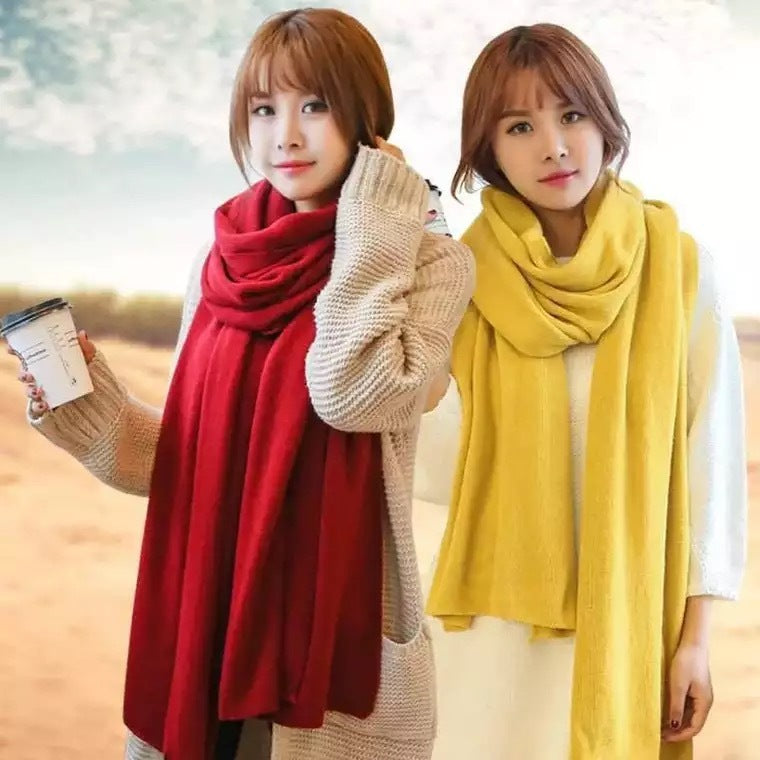 Scarf Female Winter Korean Version Of Knitted Wool  Cashmere Scarf Shawl Men And Women Solid Color Wild Collar