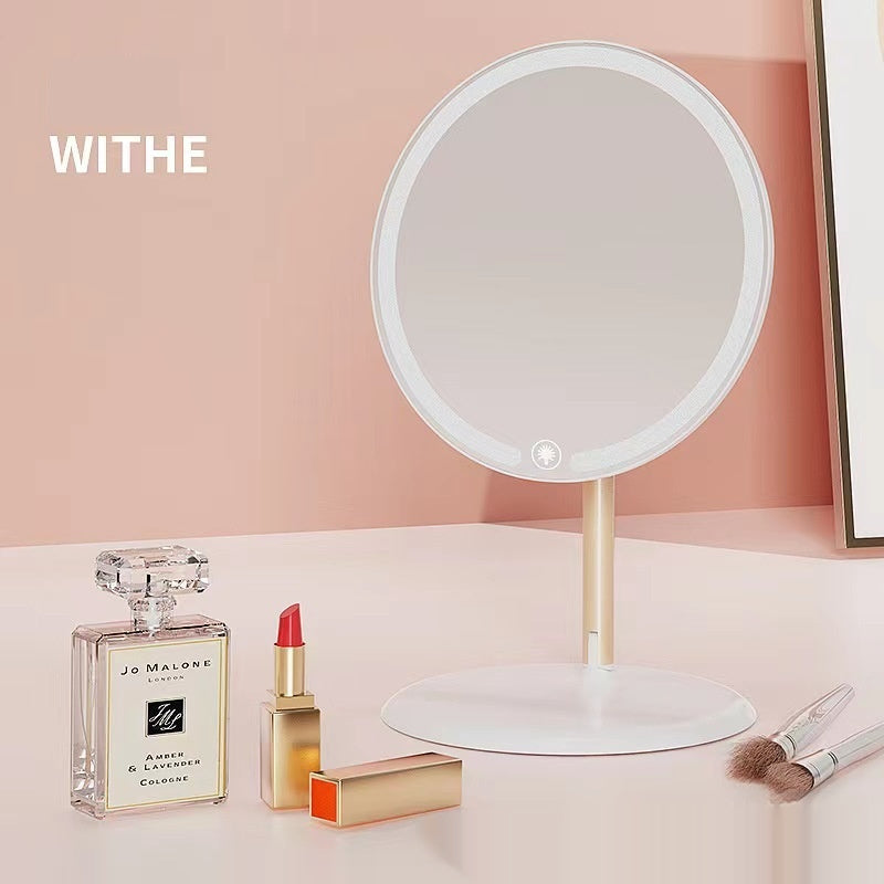 Desk Lamp With Three Fold LED Makeup Mirror