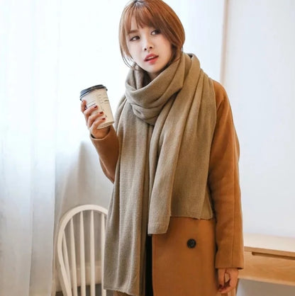 Scarf Female Winter Korean Version Of Knitted Wool  Cashmere Scarf Shawl Men And Women Solid Color Wild Collar