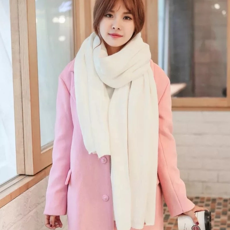 Scarf Female Winter Korean Version Of Knitted Wool  Cashmere Scarf Shawl Men And Women Solid Color Wild Collar