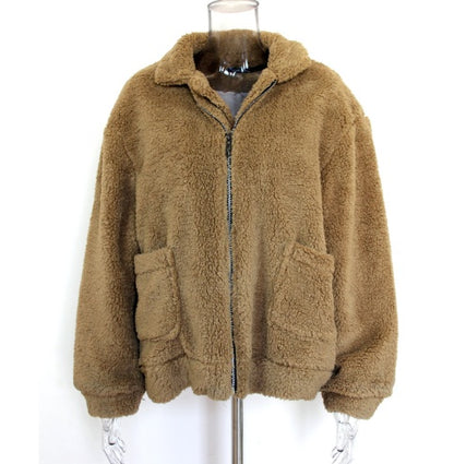 Women's zipper plush jacket