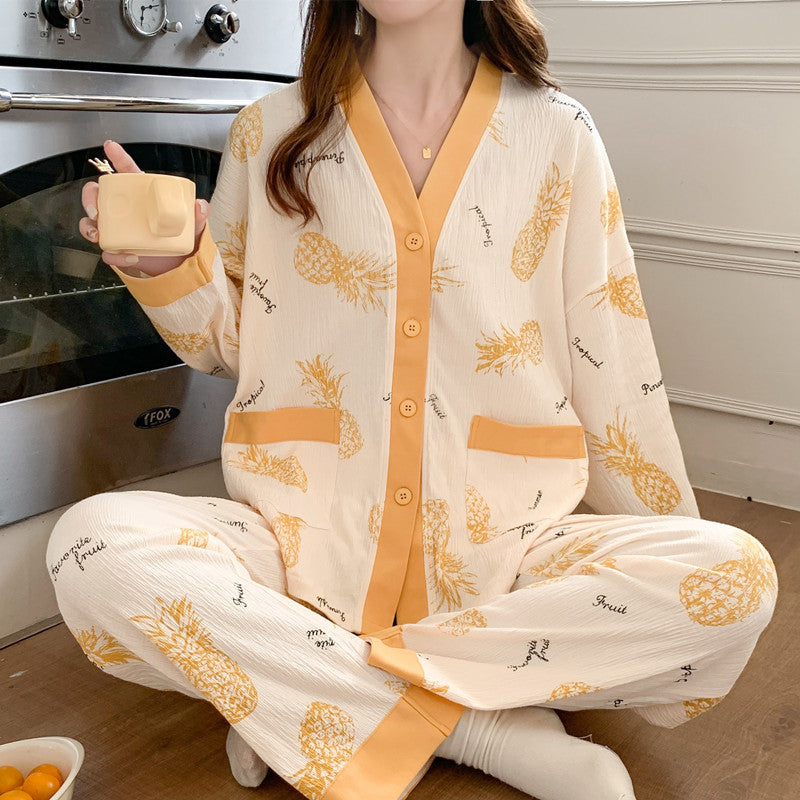 Women's Fashionable Floral Homewear Pajamas Suit