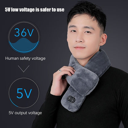 Women Men Soft Temperature Control Pain Relief Cervical Massage Shoulder Neck Wrap USB Heated Scarf Shawl Washable Winter Warm