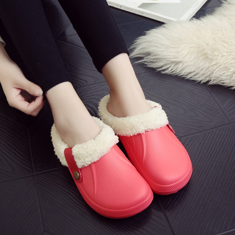 Waterproof cotton slippers women winter platform