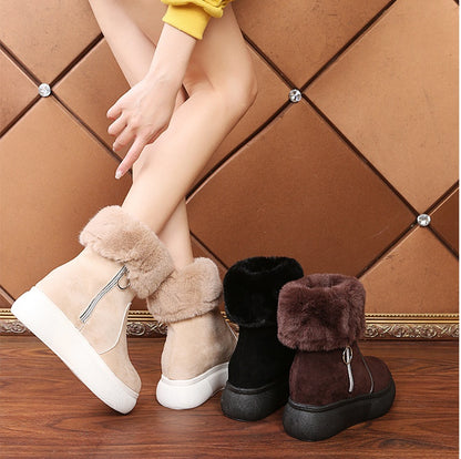 Round Head Suede Warm Women Boots With Cotton