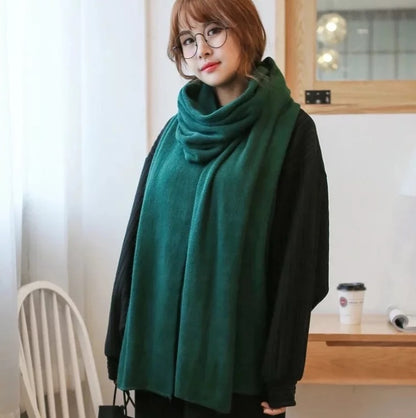 Scarf Female Winter Korean Version Of Knitted Wool  Cashmere Scarf Shawl Men And Women Solid Color Wild Collar