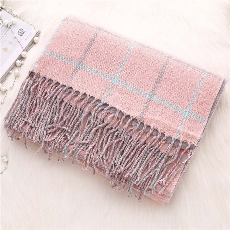 Double-sided plaid scarf women