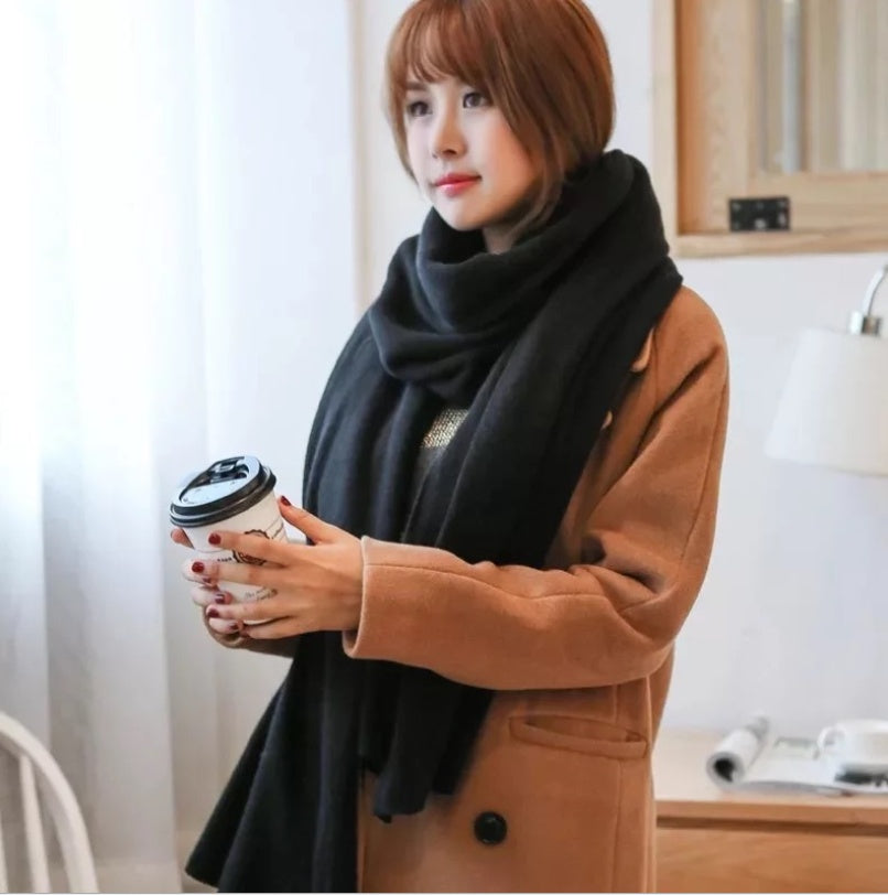 Scarf Female Winter Korean Version Of Knitted Wool  Cashmere Scarf Shawl Men And Women Solid Color Wild Collar