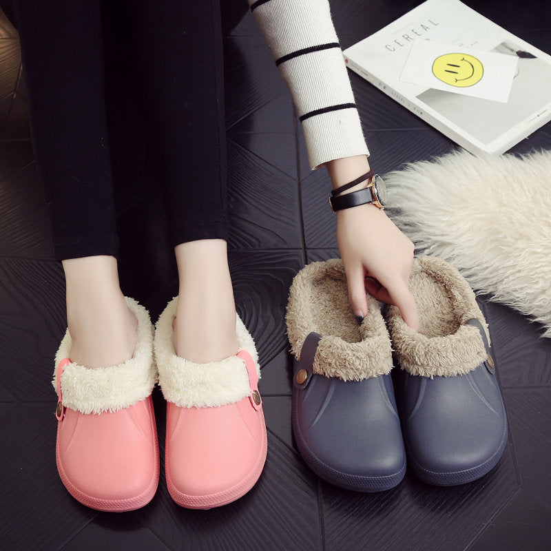 Waterproof cotton slippers women winter platform