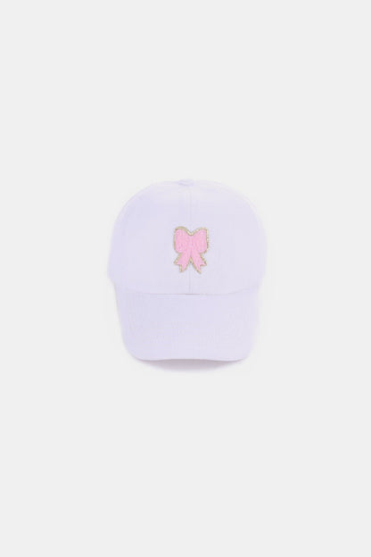 Zenana Ribbon Bow Chenille Patch Baseball Cap