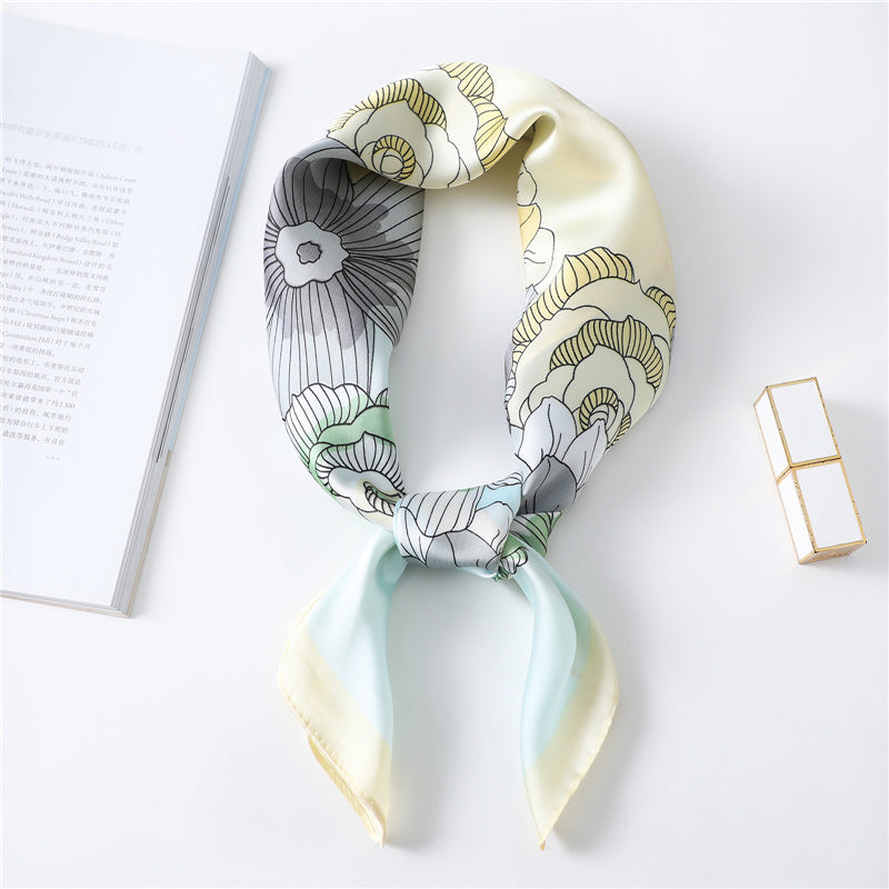 Silk Floral Pattern Silk Scarf Women Spring Summer New Square Scarf