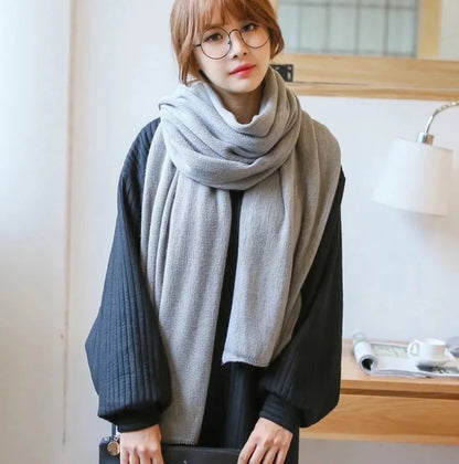 Scarf Female Winter Korean Version Of Knitted Wool  Cashmere Scarf Shawl Men And Women Solid Color Wild Collar