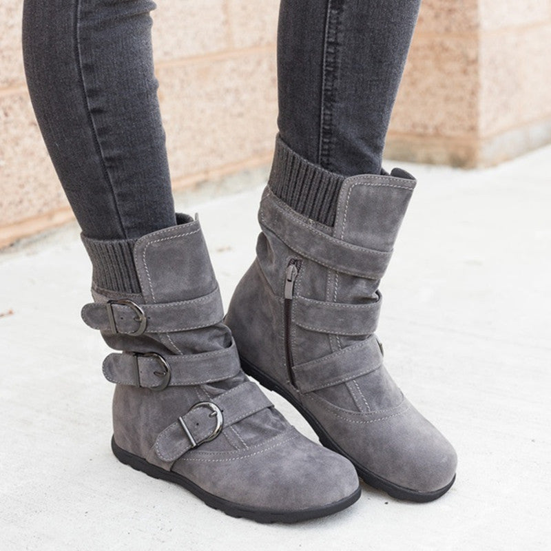 Flat large size short boots women thick cotton boots