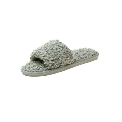 Sheep curl women slippers suitable for non-slip cotton slippers