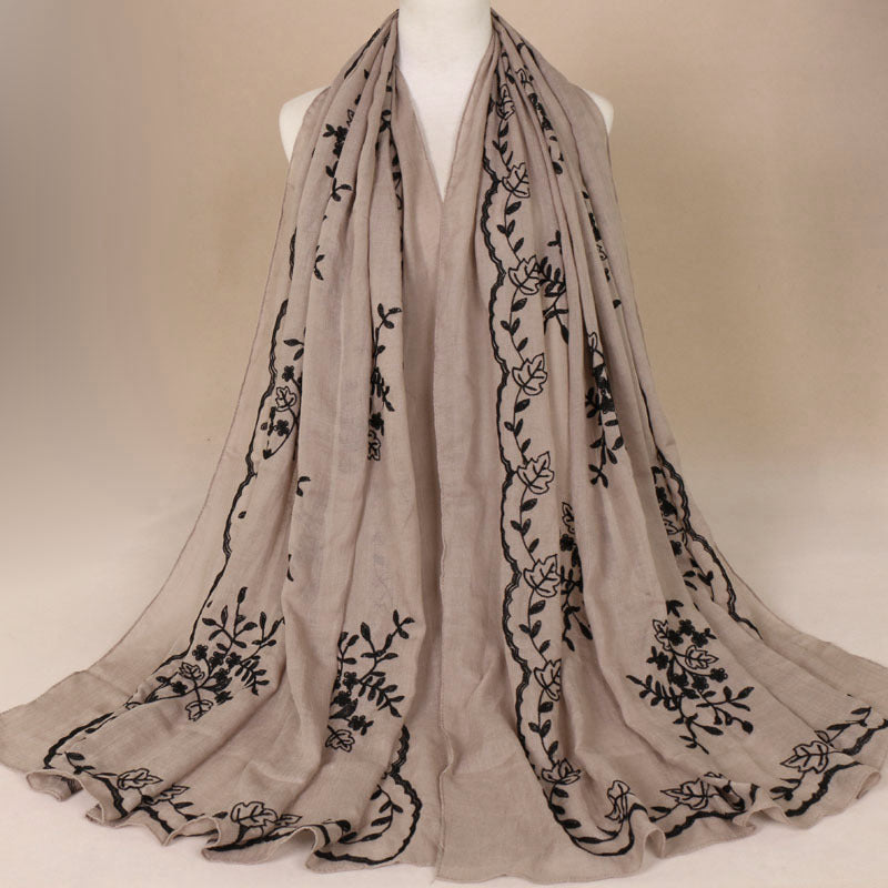 Cotton Embroidered Long Scarf For Indian Women