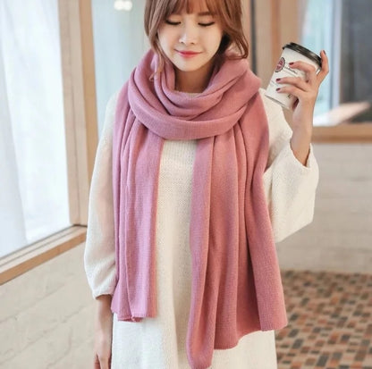 Scarf Female Winter Korean Version Of Knitted Wool  Cashmere Scarf Shawl Men And Women Solid Color Wild Collar