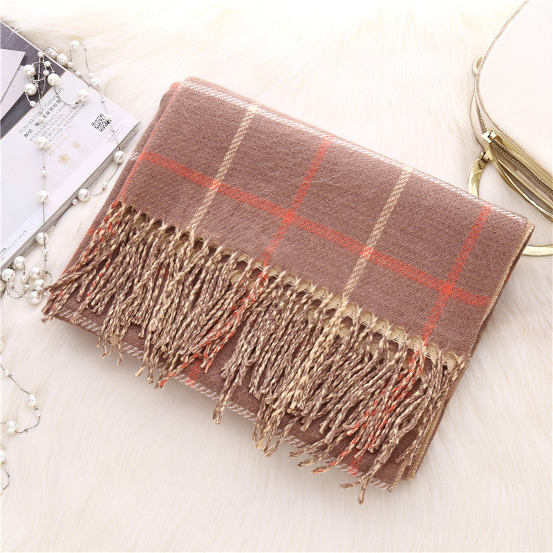 Double-sided plaid scarf women