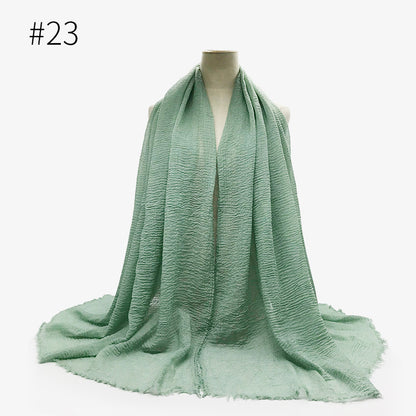 Bubble plain Scarf / cotton scarf fringes women soft solid hijab popular muffler shawls big Pashmina wrap hijab